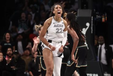 A'ja Wilson of the Las Vegas Aces during a WNBA playoff game