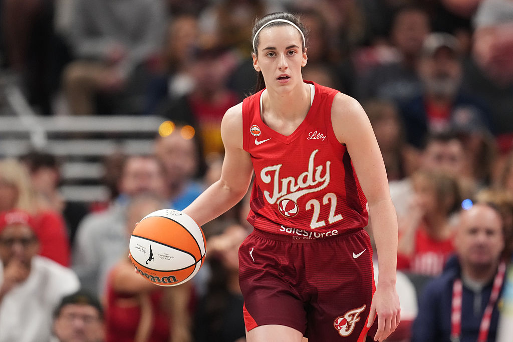 Indiana Fever guard Caitlin Clark handling the ball during a 2026 WNBA game