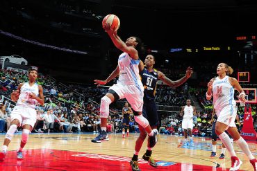 Atlanta Dream players on the court at Gateway Center Arena, the Dream's 3,500-seat home for the 2026 WNBA Finals