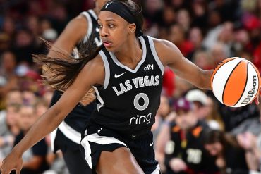 Jackie Young in action for the Las Vegas Aces during the 2026 WNBA season