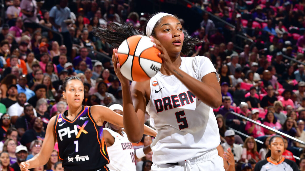 Angel Reese of the Atlanta Dream during the 2026 WNBA playoffs