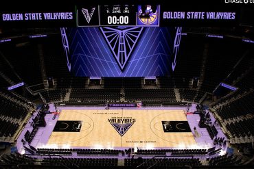 The Golden State Valkyries court at Chase Center in San Francisco, home of the 2026 WNBA finalists
