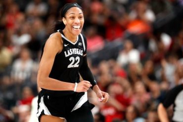 A'ja Wilson of the Las Vegas Aces during a game