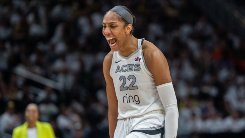 A'ja Wilson of the Las Vegas Aces during the 2026 WNBA playoffs
